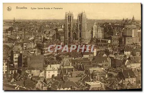 Cartes postales Bruxelles Eglise Saint Gudule et Panorama