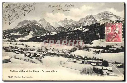 Ansichtskarte AK Chateau d Oex et les Alpes Paysage d Hiver