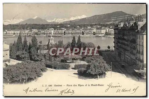 Cartes postales Geneve Place des Alpes et le Mont Blanc