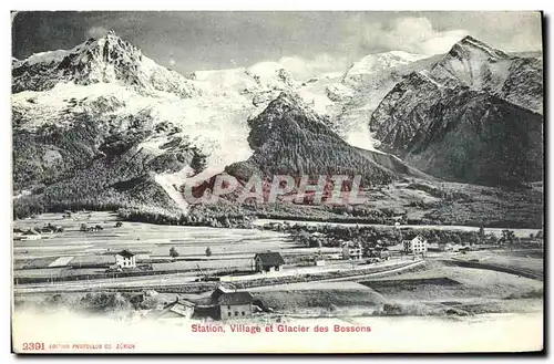 Cartes postales Station Village et Glacier des Bossons