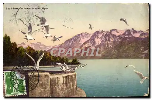 Cartes postales Lac Leman les Mouettes et les Alpes