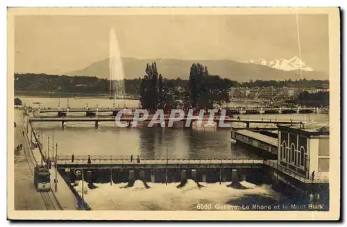 Cartes postales Geneve Le Rhone et le Mont Blanc