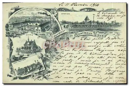 Cartes postales Souvenir de Montreux Cognac Brandy Distillerie Durr Delamarre Station Pont Frontiere Mairie