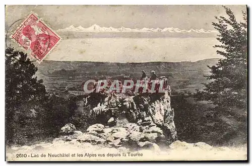 Cartes postales Lac de Neuchatel et les Alpes vus depuis la Tourne