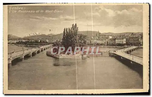 Cartes postales Geneve L Ile Rousseau et le Mont Blanc