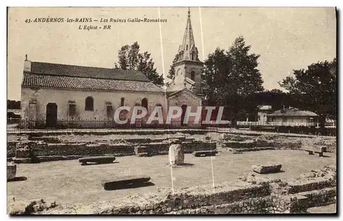 Cartes postales Andernos Les Bains Les Ruines Gallo Romaines L eglise