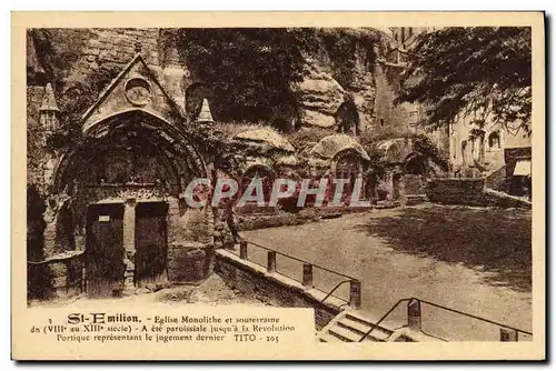 Cartes postales Saint Emillion Eglise Monolithe et Souterraine