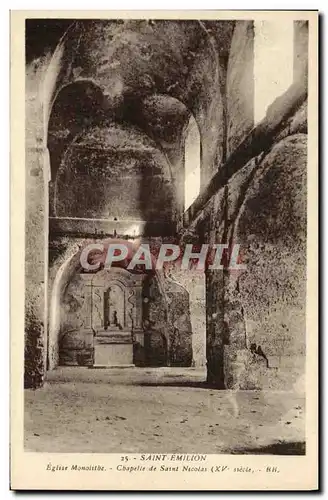 Cartes postales Saint Emillion Eglise monolithe Chapelle de Saint Nicolas