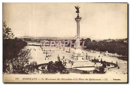 Ansichtskarte AK Bordeaux Le Monument des Girondins et la Place des Quinconces