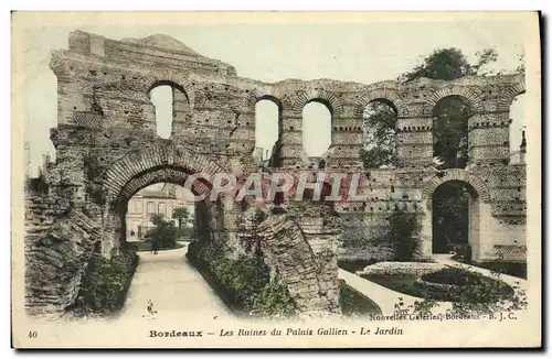 Cartes postales Bordeaux Les Ruines du Palais Gallien le jardin