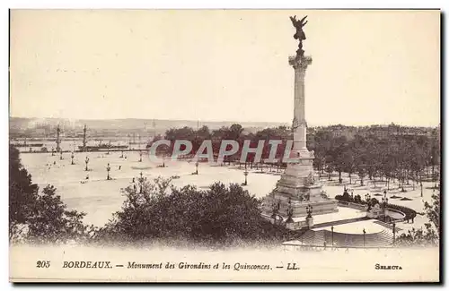 Cartes postales Bordeaux Monument des Girondins et les Quinconces