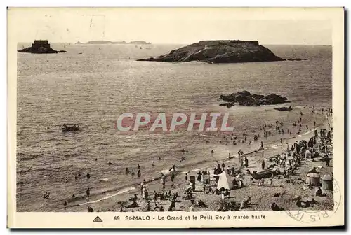 Cartes postales St Malo Le Grand et le Petit Bey a maree haute