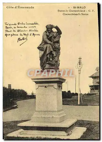 Cartes postales St Malo Statue de Chateaubriand