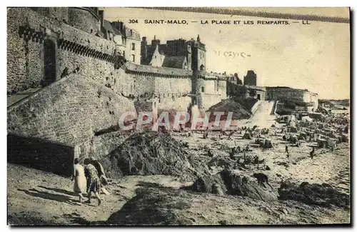 Ansichtskarte AK Saint Malo La Plage et les Remparts