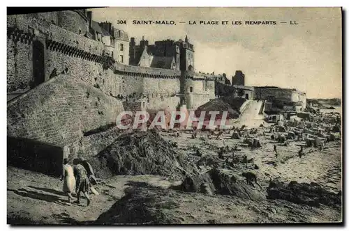 Cartes postales Saint Malo La plage et les remaprts