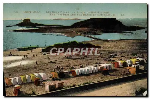 Ansichtskarte AK Saint Malo Les deux Beys et la plage de Bon Secours