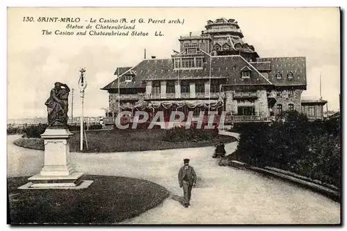 Ansichtskarte AK Saint Malo Le casino Statue de Chateaubriand