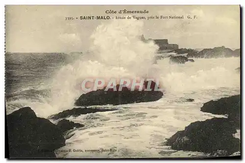 Cartes postales Saint Malo Etude de Vagues pres le Fort National