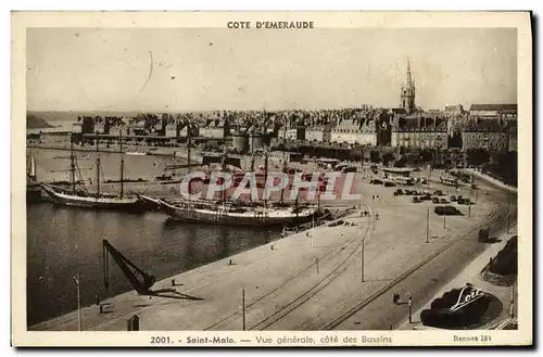 Cartes postales Saint Malo Vue generale cote des Bassins Bateaux