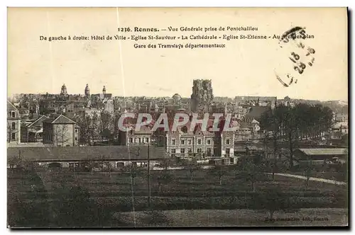 Ansichtskarte AK Rennes Vue Generale prise du Pontchaillou Hotel de ville Cathedrale Eglise St Etienne