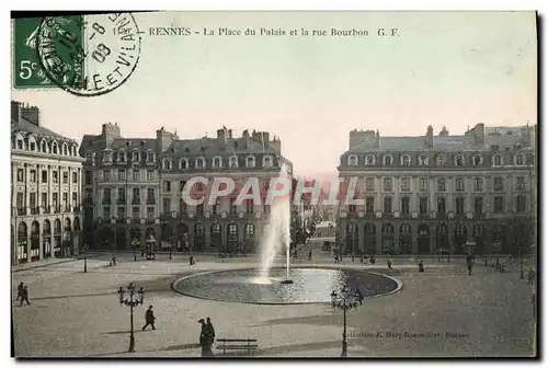 Ansichtskarte AK Rennes La Place du Palais et la rue Bourbon