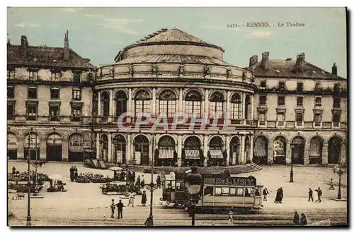 Ansichtskarte AK Rennes Le Theatre Tramway