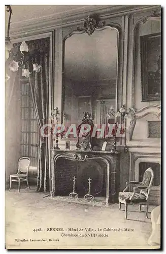 Cartes postales Rennes Hotel de Ville Le Cabinet du Maire Cheminne du XVlll e siecle