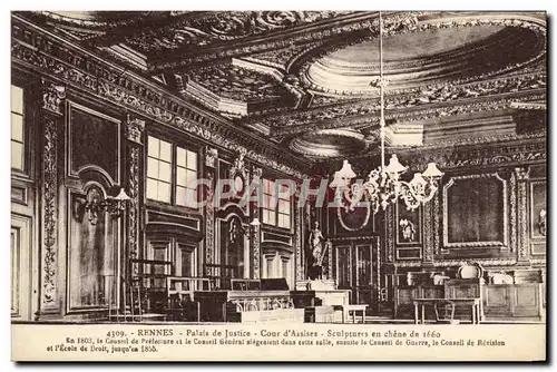 Cartes postales Rennes Palais de Justice Cour d Assises Sculptures en chene de 1660