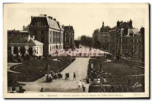 Ansichtskarte AK Rennes Avenue Janvier vue du Square du Palais Saint Georges