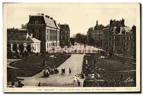 Cartes postales Rennes Avenue Janvier vue du Square du Palais Saint Georges