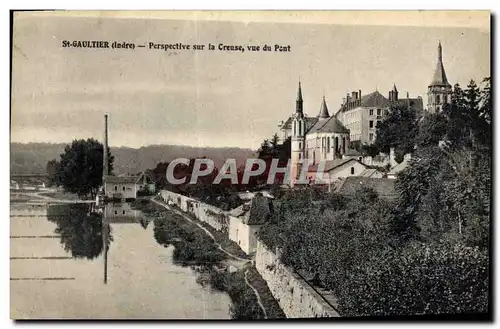 Cartes postales St Gaultier Perspective sur la Creuse vue du Pont