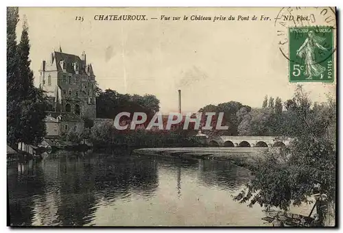 Cartes postales Chateauroux Vue sur le Chateau prise du Pont de Fer