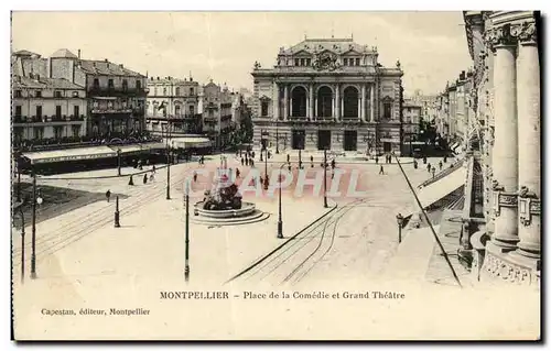 Ansichtskarte AK Montpellier Place de la Comedie et Grand Theatre