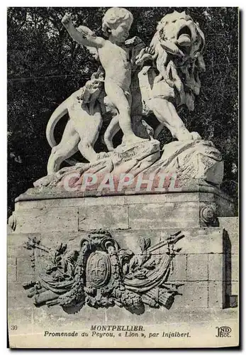 Cartes postales Montpellier Promenade au Peyrou Lion par injalbert