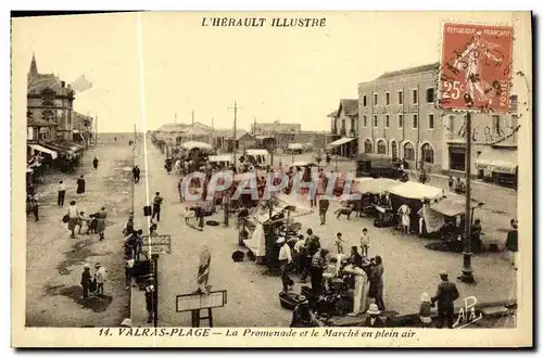 Cartes postales Valras Plage La Promenade et le Marche en plein air