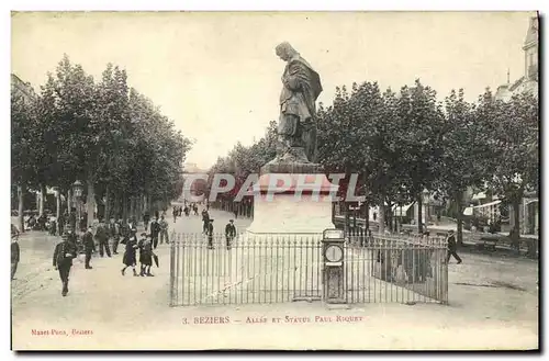 Cartes postales Beziers Allee et Statue Paul Riquet