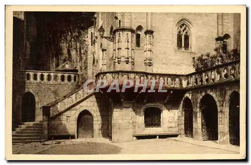 Cartes postales Rocamadour Le Parvis A gauche l escalier de la chapelle miraculeuse