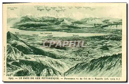 Cartes postales Le Pays de Gex Pittoresque Panorama vu du Col de la Faucille