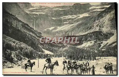 Cartes postales Gavarnie Le cirque Caravane de touristes descendant du cirque Ane