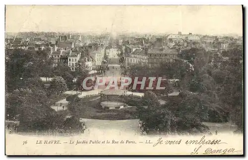 Cartes postales Le Havre La Jardin Public et la Rue de Paris