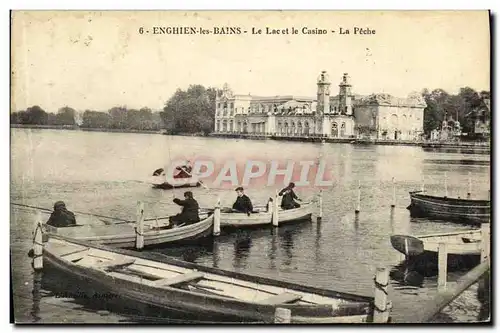 Cartes postales Enghien Les Bains Le Lac et le Casino La Peche Bateaux