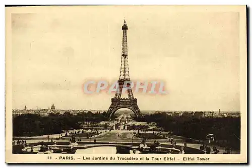 Ansichtskarte AK Paris Les Jardins du Trocadero et la Tour Eiffel