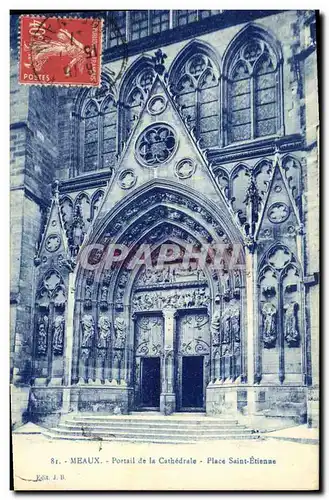 Cartes postales Meaux Portail de la Cathedrale Place Saint Etienne