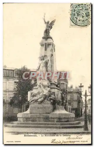 Cartes postales Soissons Le Monument de la Defense Militaria