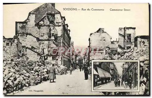 Cartes postales Soissons Rue du Commerce Militaria