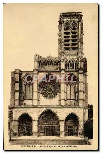 Cartes postales Soissons Facade de la Cathedrale