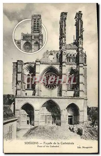 Cartes postales Soissons Facade de la Cathedrale