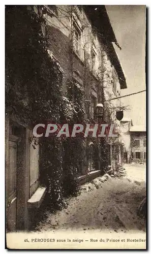 Cartes postales Perouges Sous la Neige Rue Du Prince et Hostellerie