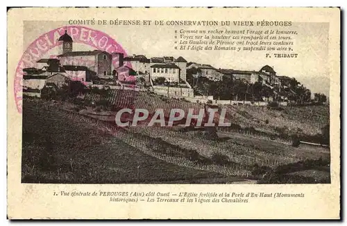 Ansichtskarte AK Perouges Comite de defense Vue generale L eglise fortifiee et la porte d en haut