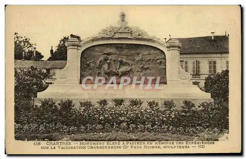 Cartes postales Chartres Monument Eleve A Pasteur En Memoire des experiences sur la vaccination de Pasteur